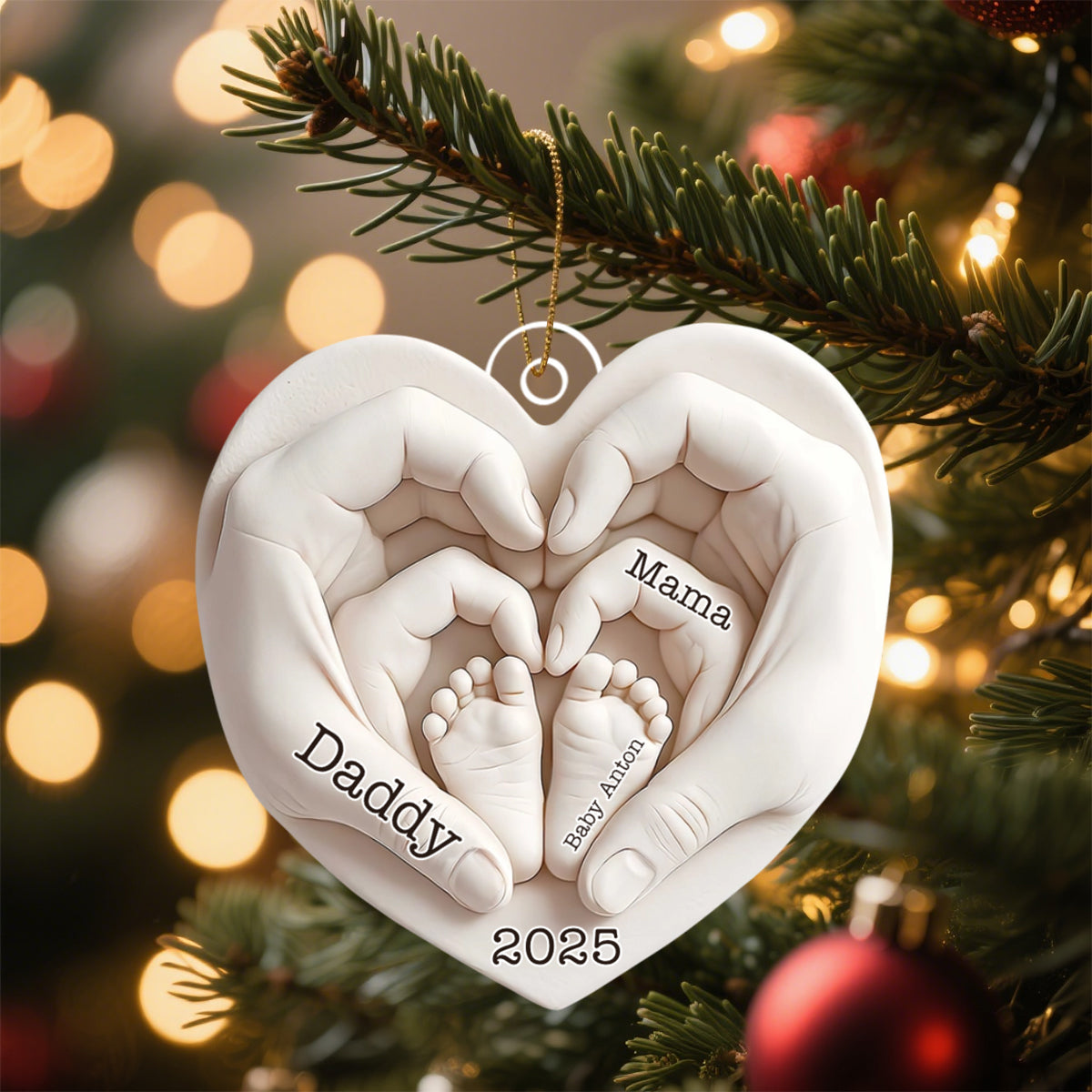 Heart Of Love Baby First Christmas Personalized Acrylic Ornament