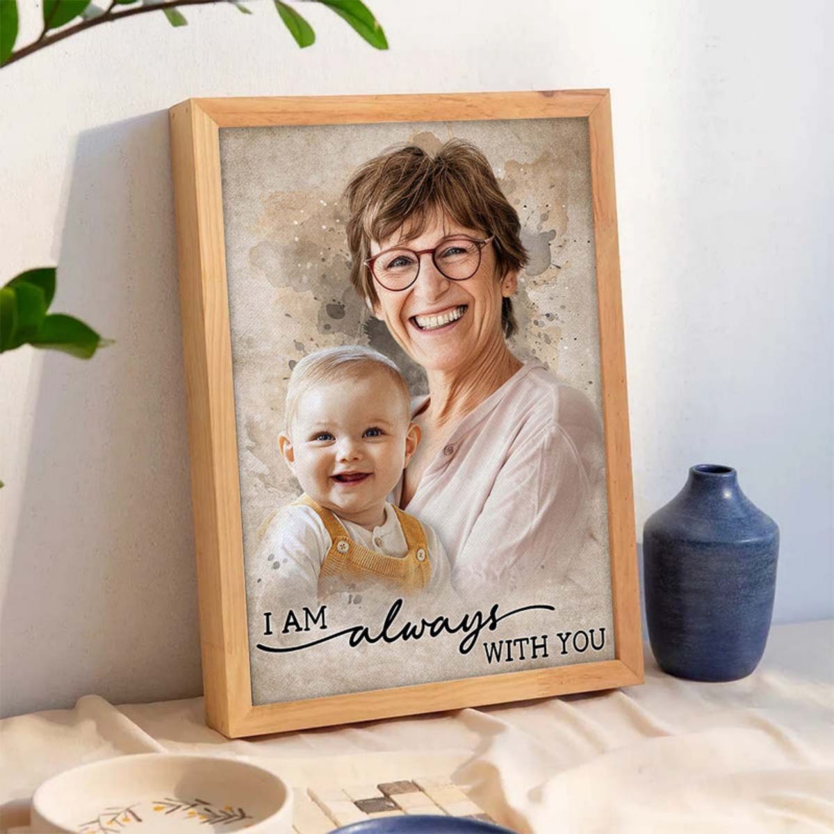 Add Loved One to Photo Custom Canvas Poster - Personalized Memorial Gift for Dad Mom
