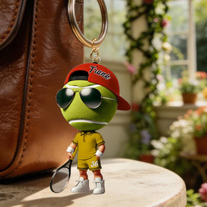 Cool Tennis Player Custom Name Personalized Tennis Keychain, Gift For Tennis Lover