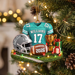 Personalized Football Jersey Helmet Trophy Acrylic Christmas Ornament