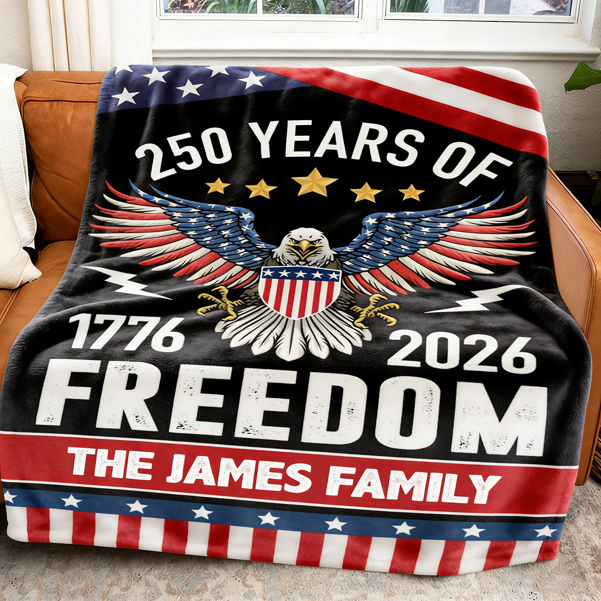 Personalized 250 Years of Freedom Blanket America 250th Anniversary Gift for Family