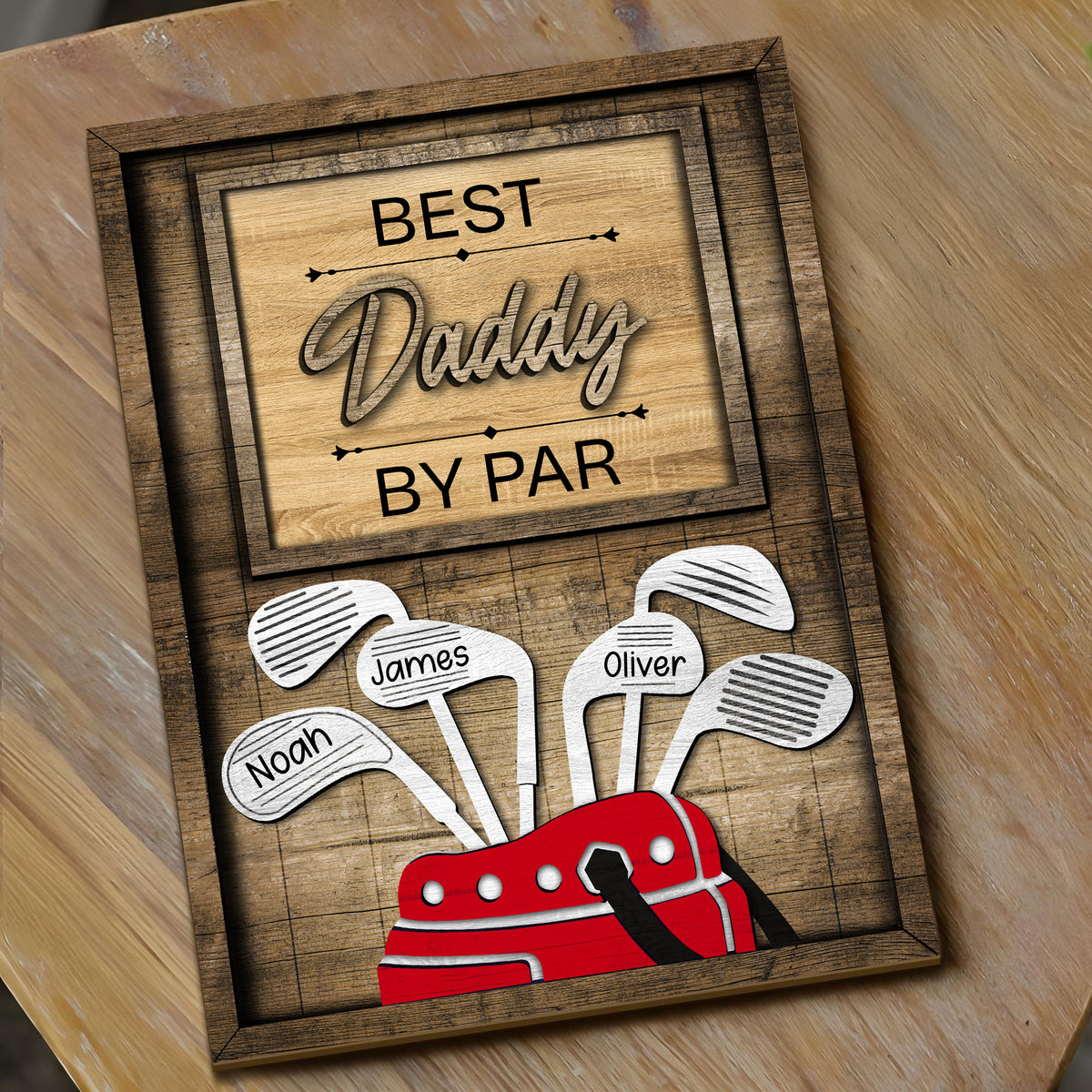 Dad Or Grandpa Golf Best Dad By Par Family - Personalized  2-Layered Wooden Plaque