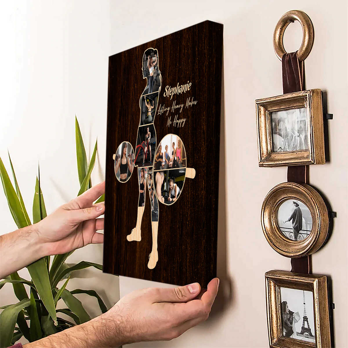 Personalized Weightlifting Women Canvas, Custom Weightlifting Lover Photo Collage Canvas