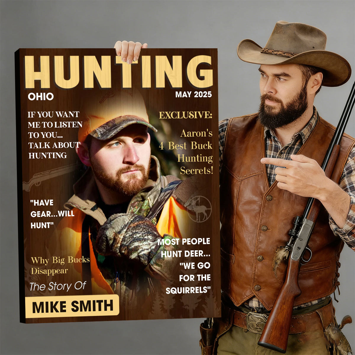 Personalized Hunter Magazine Cover Canvas Poster Custom Gift For Hunter, Hunting Gift For Man