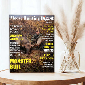 Moose Hunting Digest Personalized Canvas, Custom Photo Moose Hunter Magazine Cover, Hunting Lover Gift