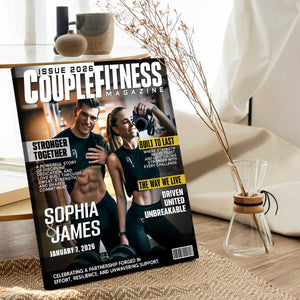 Personalized Couple Fitness Magazine Cover Canvas, Custom Workout Photo , Gym Couple Gift, Fitness Couple Gift