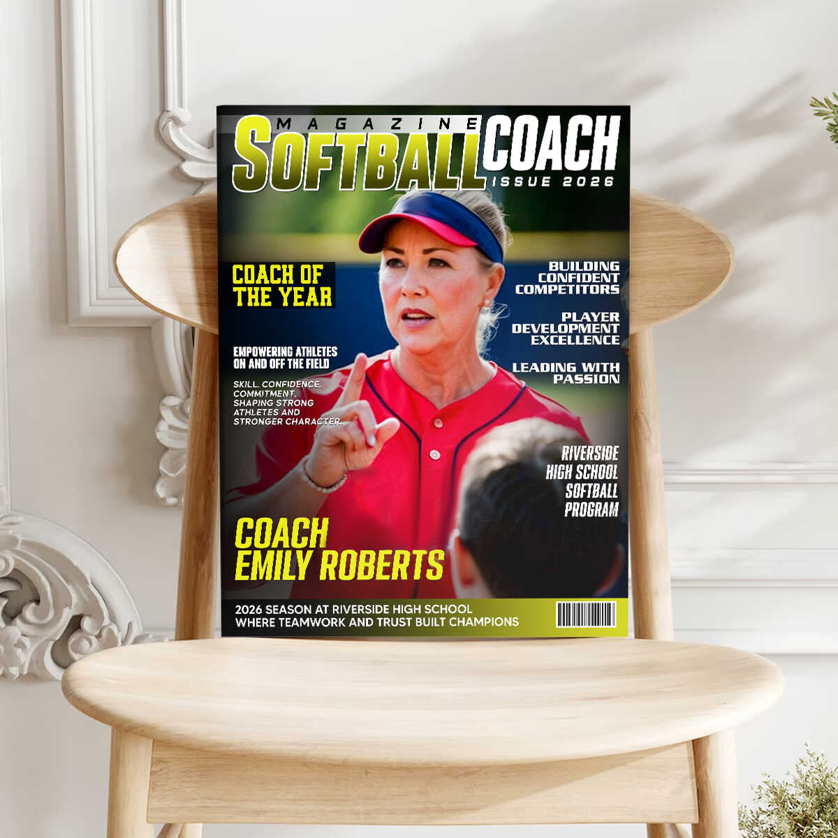 Softball Coach Magazine Cover Canvas, Personalized Coach Appreciation Gift, Thank You Softball Coach Wall Art, End Of Season Coach Keepsake