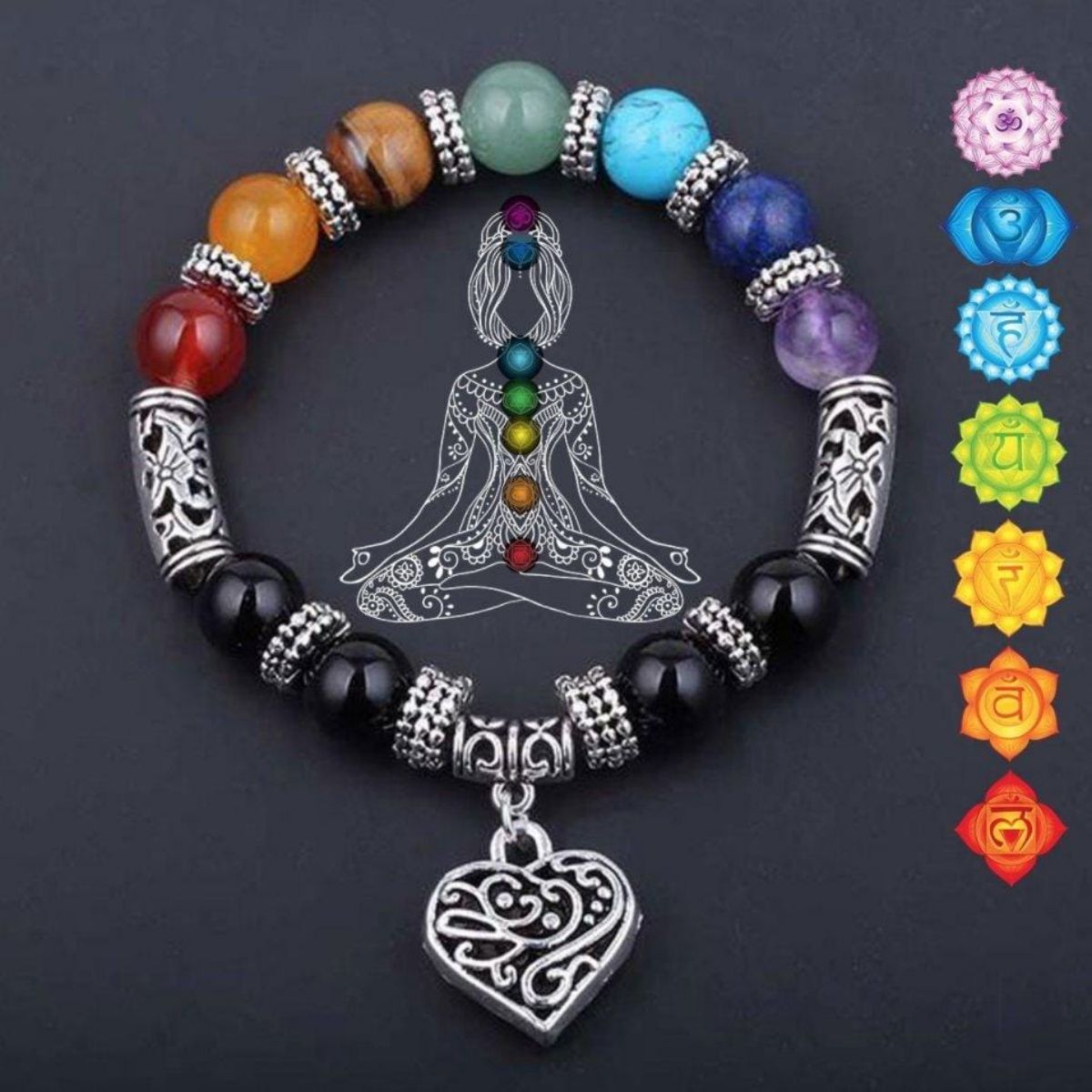 7 Chakra Reiki Healing Heart Bracelet