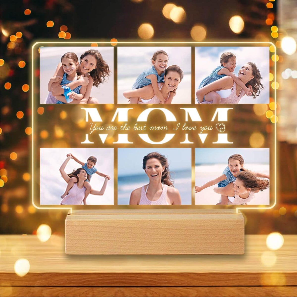 Personalized Photo LED Acrylic Plaque Night Light Gift for Mom