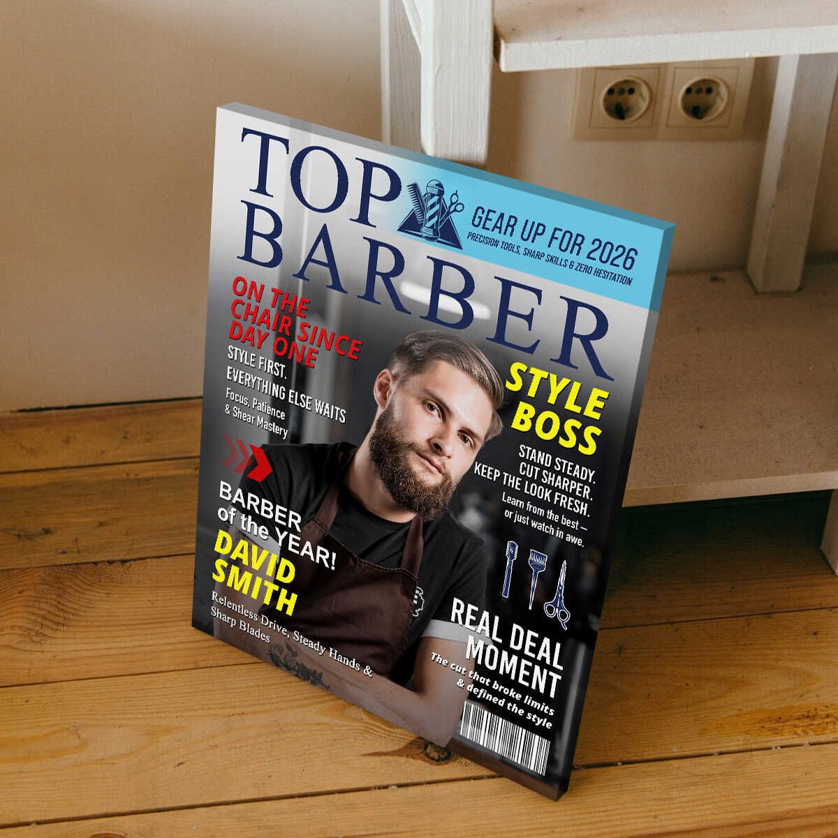 Personalized Barber Magazine Cover, Custom Barber Dad Gift, Barber Lover Gift