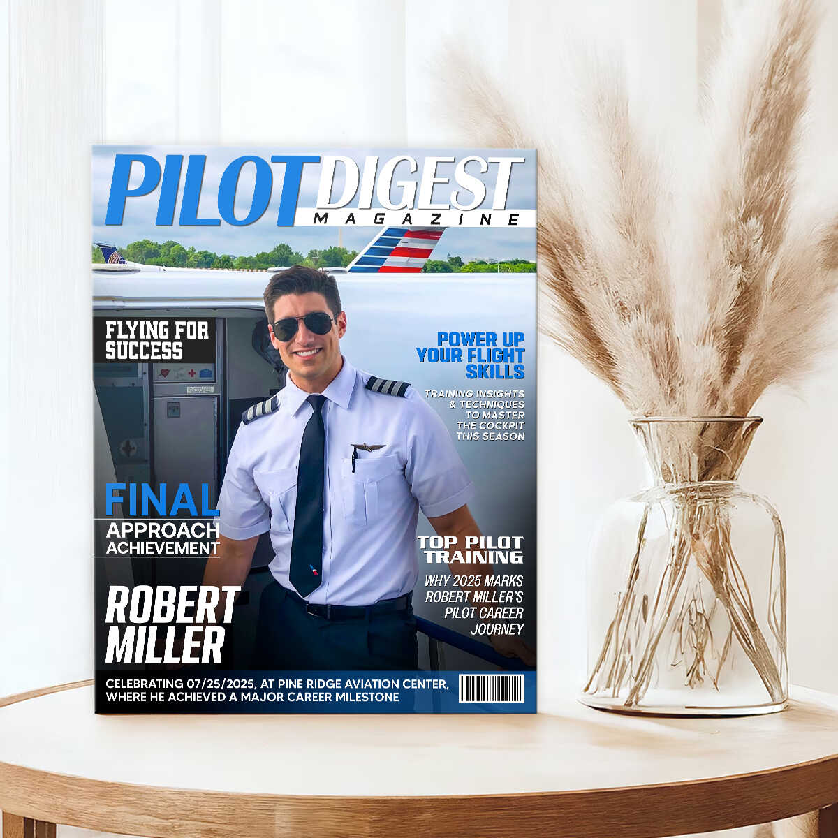 Pilot Digest Magazine Cover Canvas, Custom Pilot Magazine Cover Photo, Unique Gift For Pilot, Pilot Digest Gift