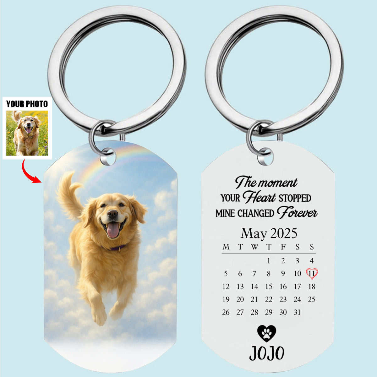 Custom Memorial Pet Portrait A Loyal Heart Never Fades - Rainbow Bridge Personalized Keychain