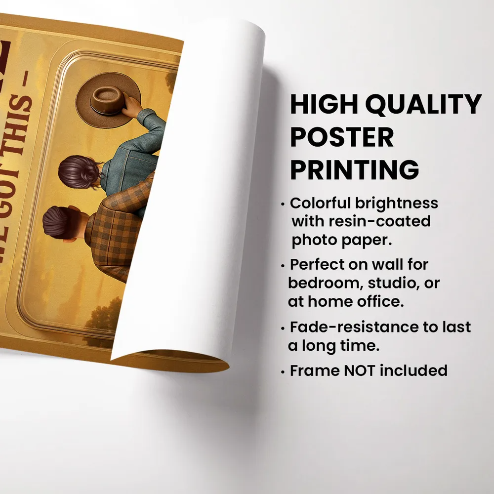 God Blessed The Broken Road - Custom Figure Country Vibe Cowboy & Cowgirl Couple Personalized Poster