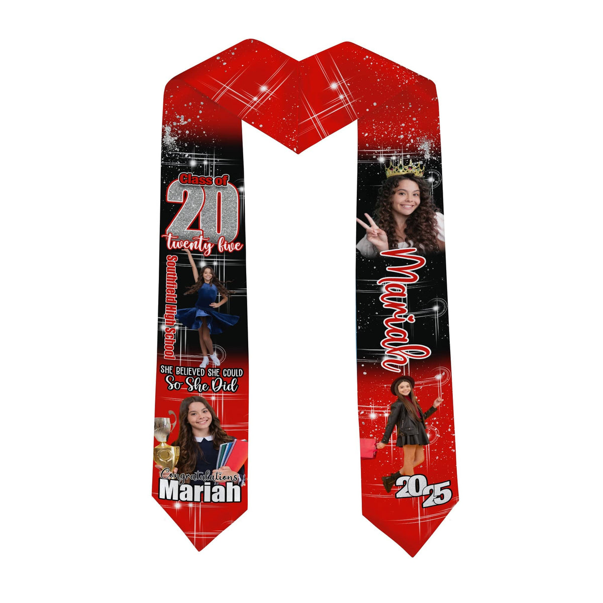 Personalized Graduation Sashes And Stoles-Custom Photo She Believed She Could Graduation Stoles