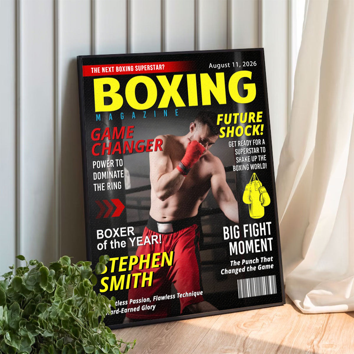 Personalized Boxing Gift For Men – Custom Magazine Cover Canvas For Boxing Lovers, Coaches & Retirement