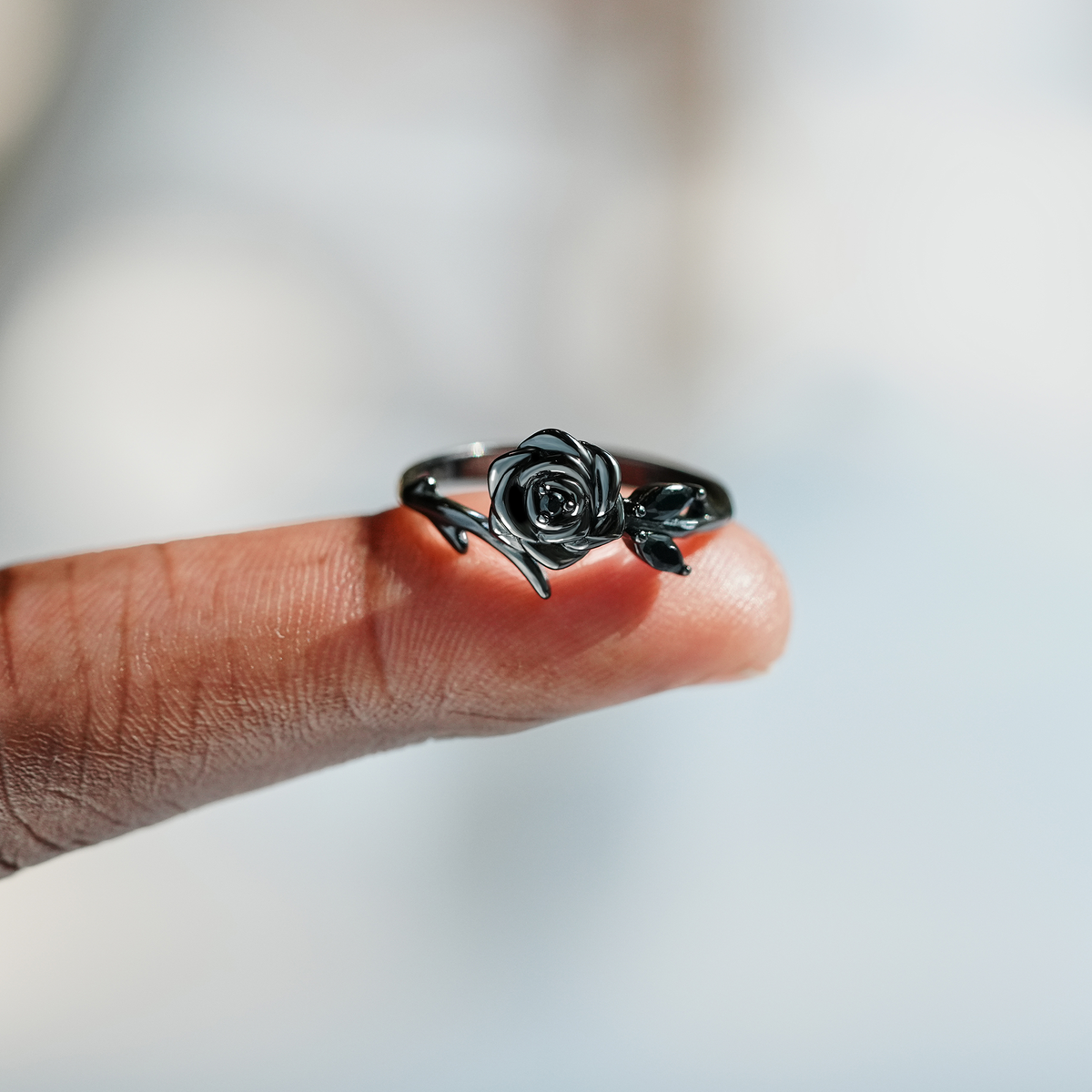 Burned and Survived Black Rose Self-Love Ring