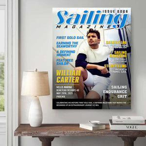 Personalized Sailing Journal Magazine Cover – First Solo Voyage Gift, Gift For Sailing Lovers, Nautical Gift