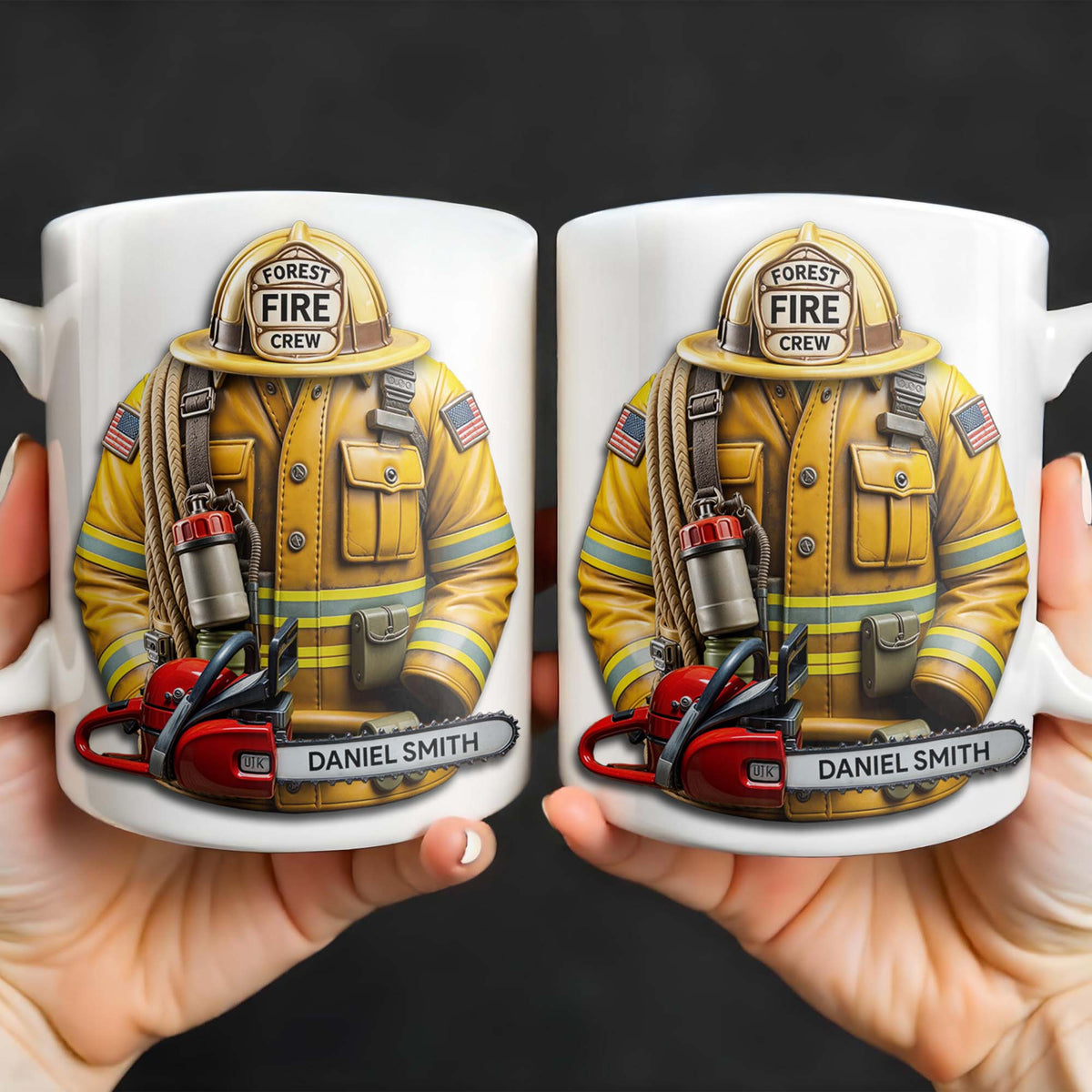 Personalized Firefighter Gear and Helmet Design, Personalized Custom Coffee Mug