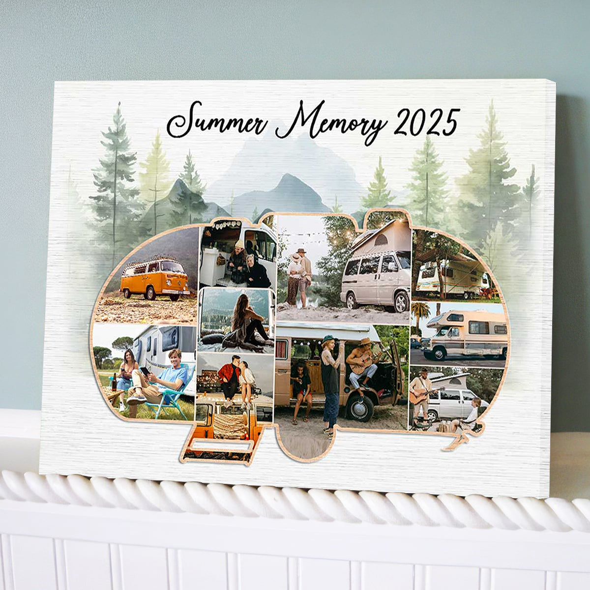 Personalized Campervan Collage Canvas Travel Memory Gift For The Camper
