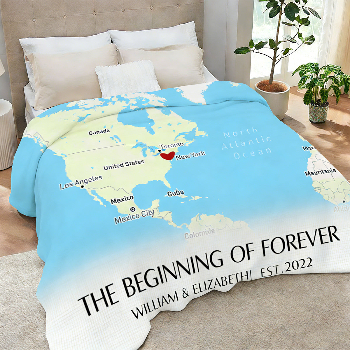 Where It All Began - Couple Personalized Custom Horizontal Blanket - Gift For Husband Wife, Anniversary