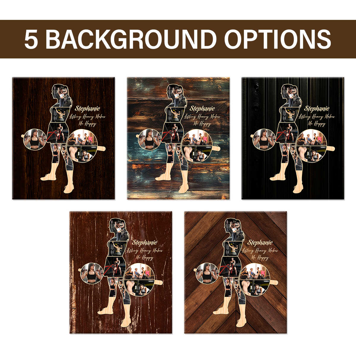 Personalized Weightlifting Women Canvas, Custom Weightlifting Lover Photo Collage Canvas