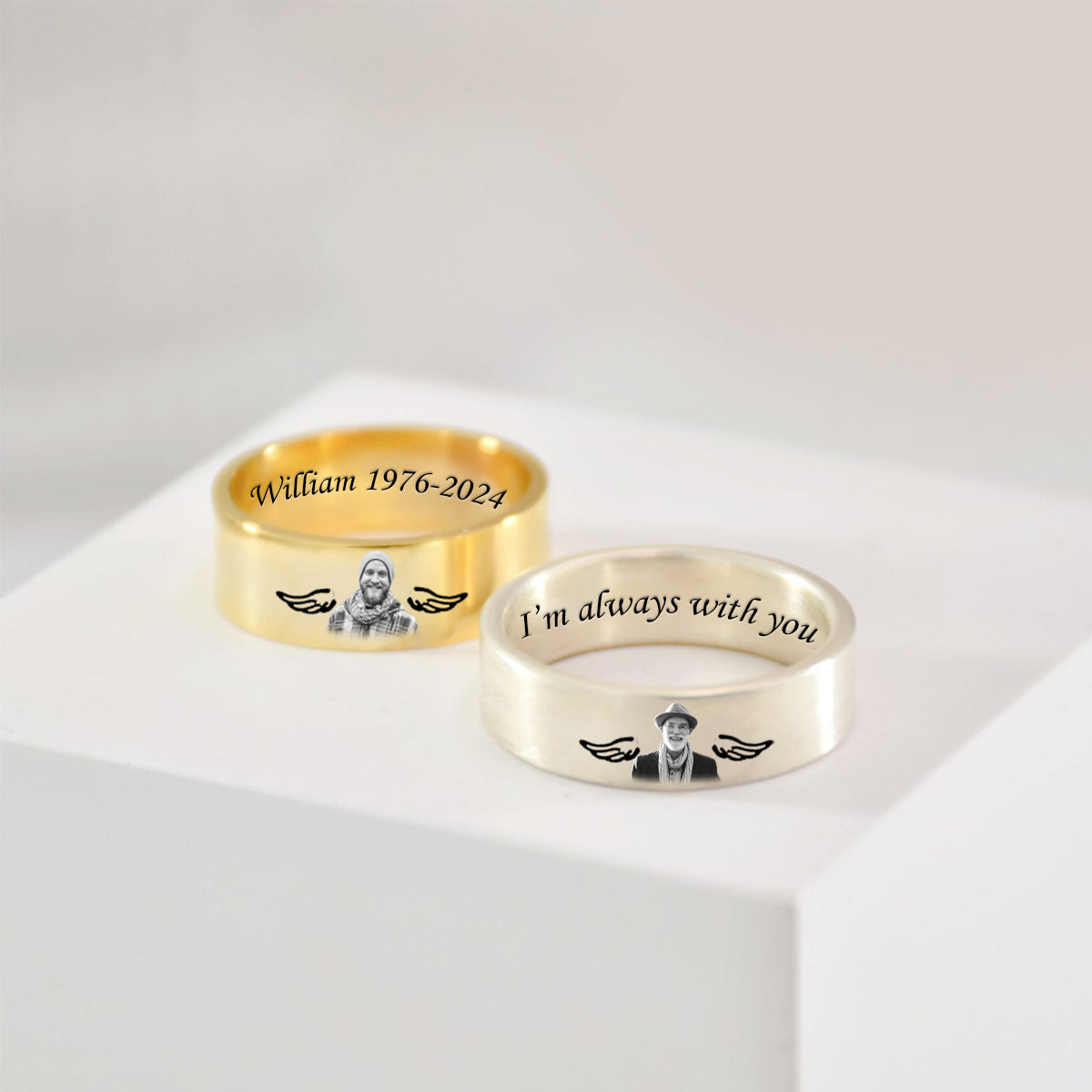 Custom Photo I’m always with you Personalized Memorial Ring