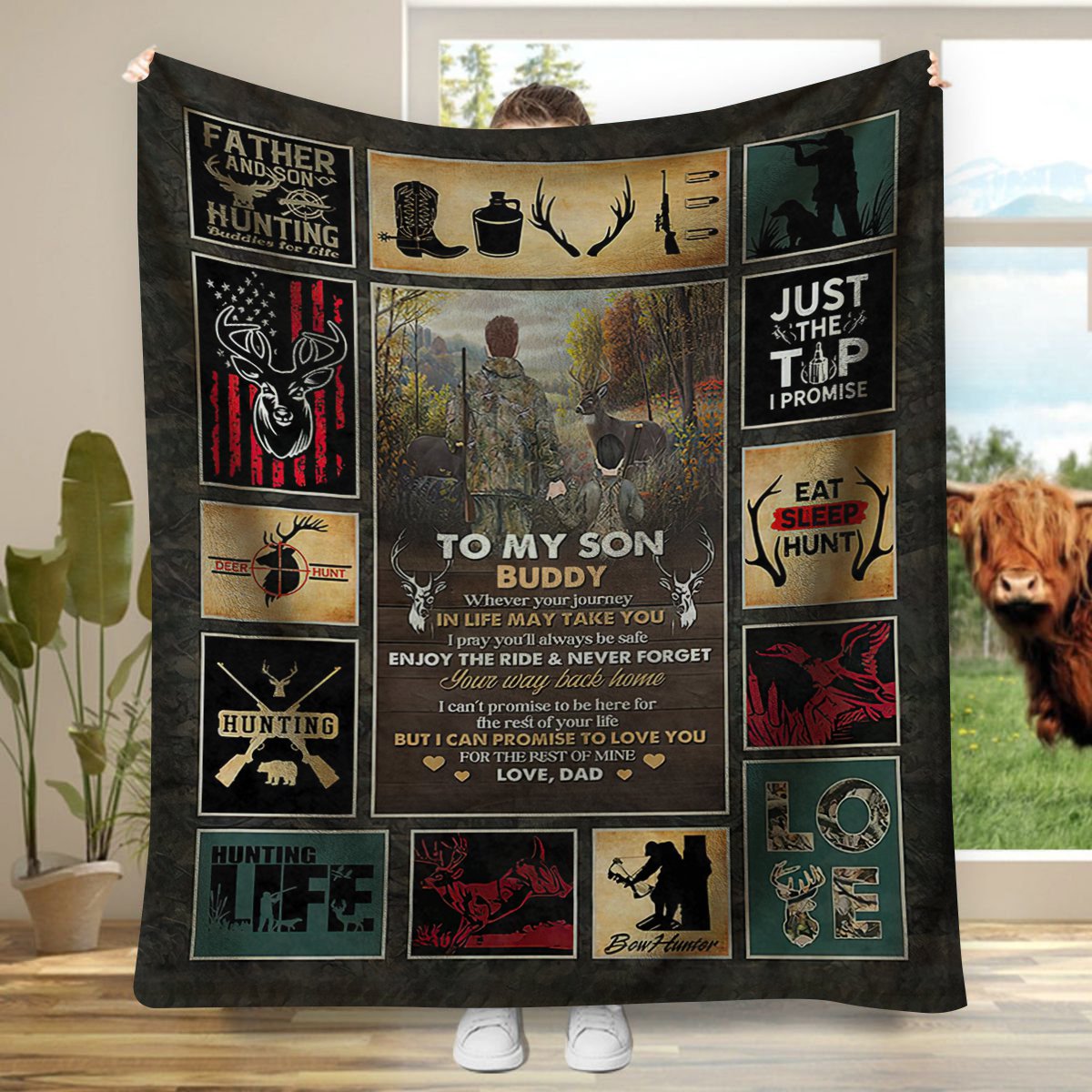 To My Son Hunting Blanket - Personalized Hunting Gifts for Son, Hunting Gift