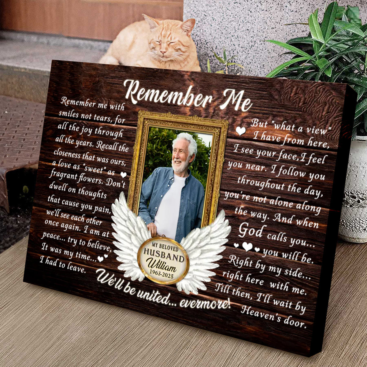 Personalized Canvas Prints, Custom Photo, Loss Of Husband, Angel Wings Remember Me Canvas