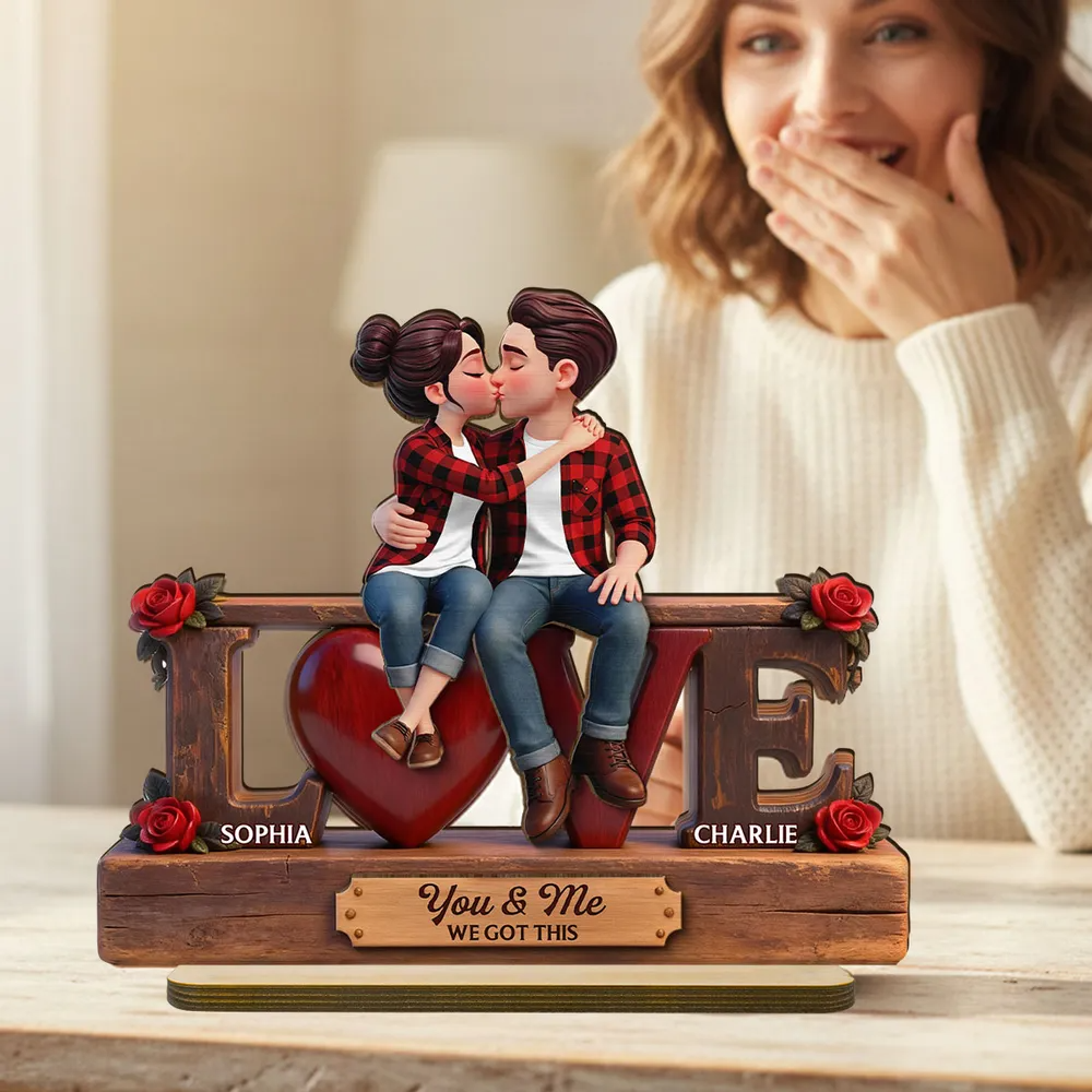 Personalized Eternal Rose Wooden Plaque – Forever Together 2-Layered Love Gift for Couple, Him, or Her