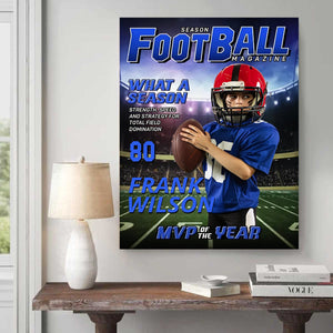 Custom Photo Magazine Cover Personalized American Football Poster Gift for American Football Lovers
