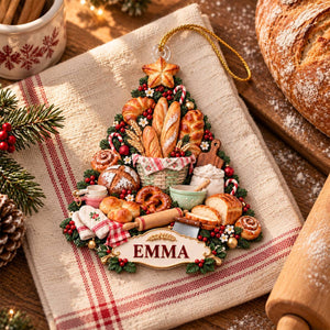 Personalized Bakery Christmas Ornament, Custom Name French Bread Tree Keepsake, Bakery Owner Gift, Gift For Bread Lover