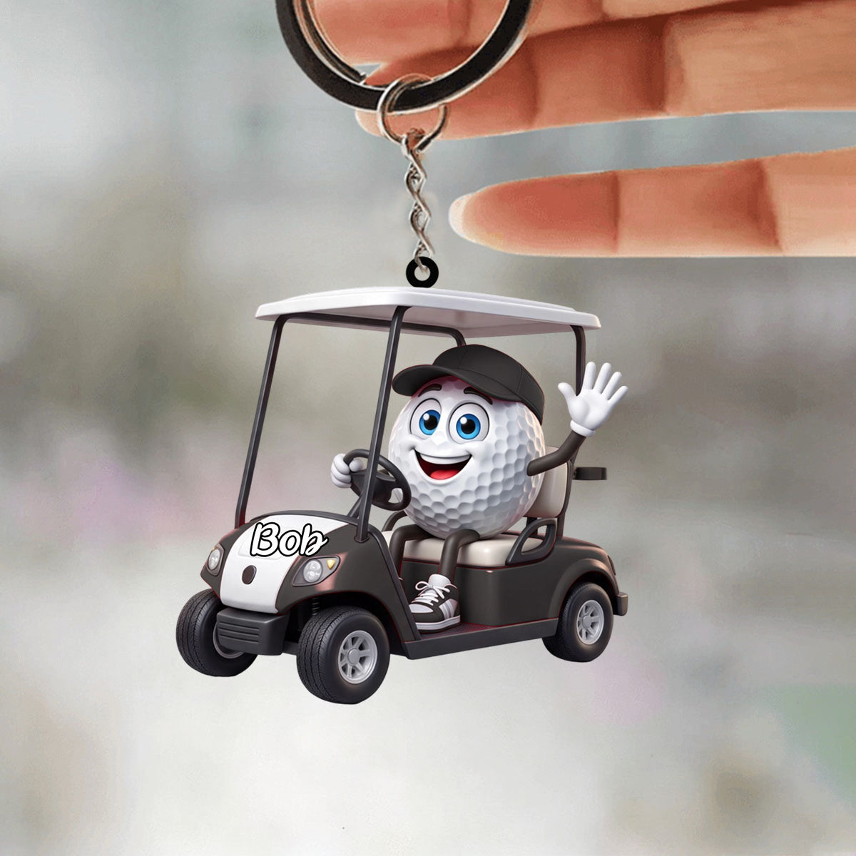 Golf Player On Golf Cart Keychain  – Personalized Gift For Golf Lovers