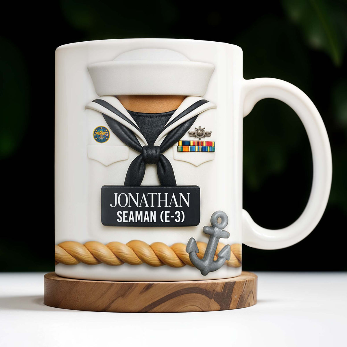 Celebrate Our Navy Heroes With Custom Navy Uniform And Anchor Design, Personalized Custom Coffee Mug