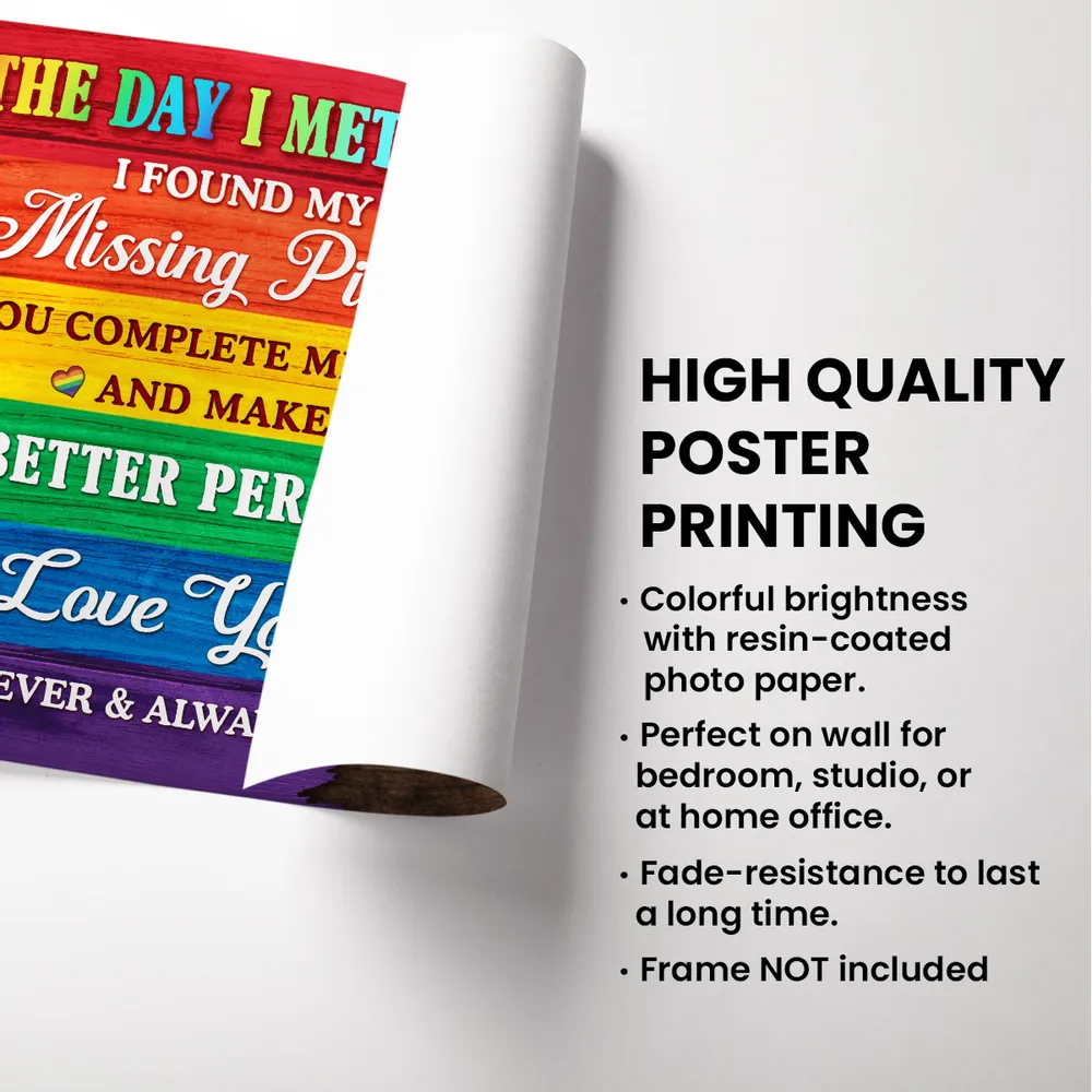 Half LGBT Flag Couple The Day I Met You Pride Month Personalized Poster