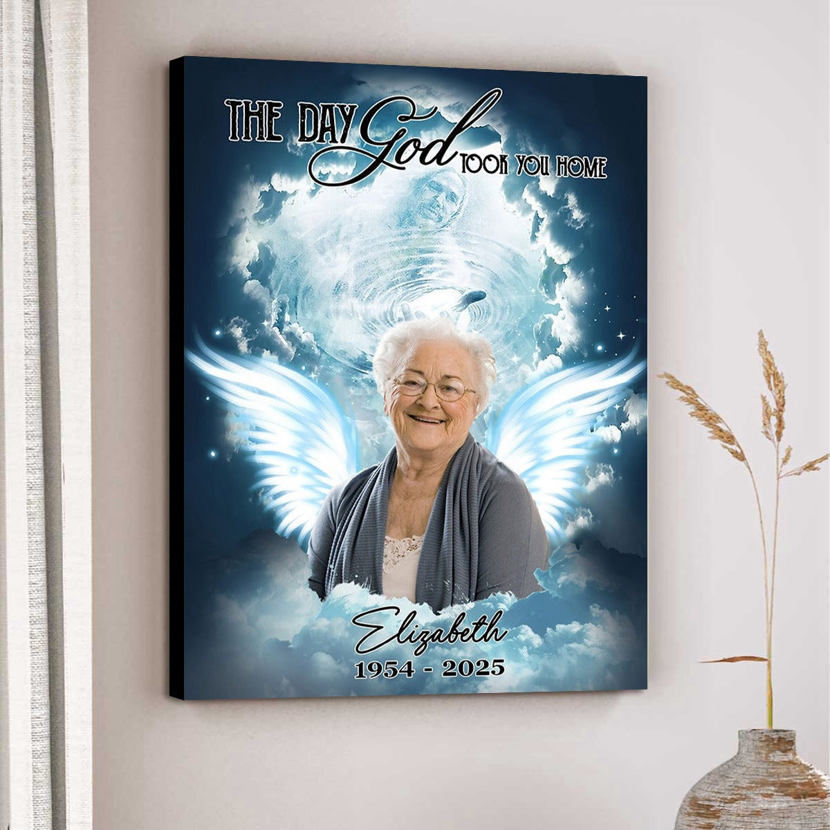 Custom Photo The Day God Took You Home - Personalized Memorial Canvas
