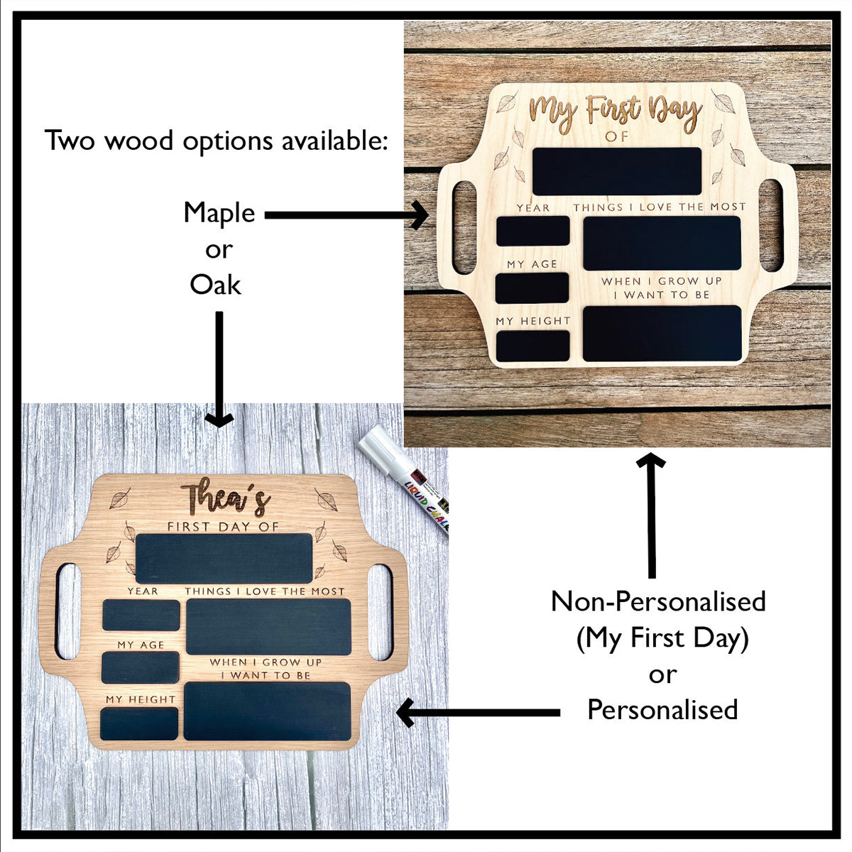 Personalized First Day of School Sign with handle -  Reusable Memory Photo Board | Back To School | Starting School Nursery Preschool