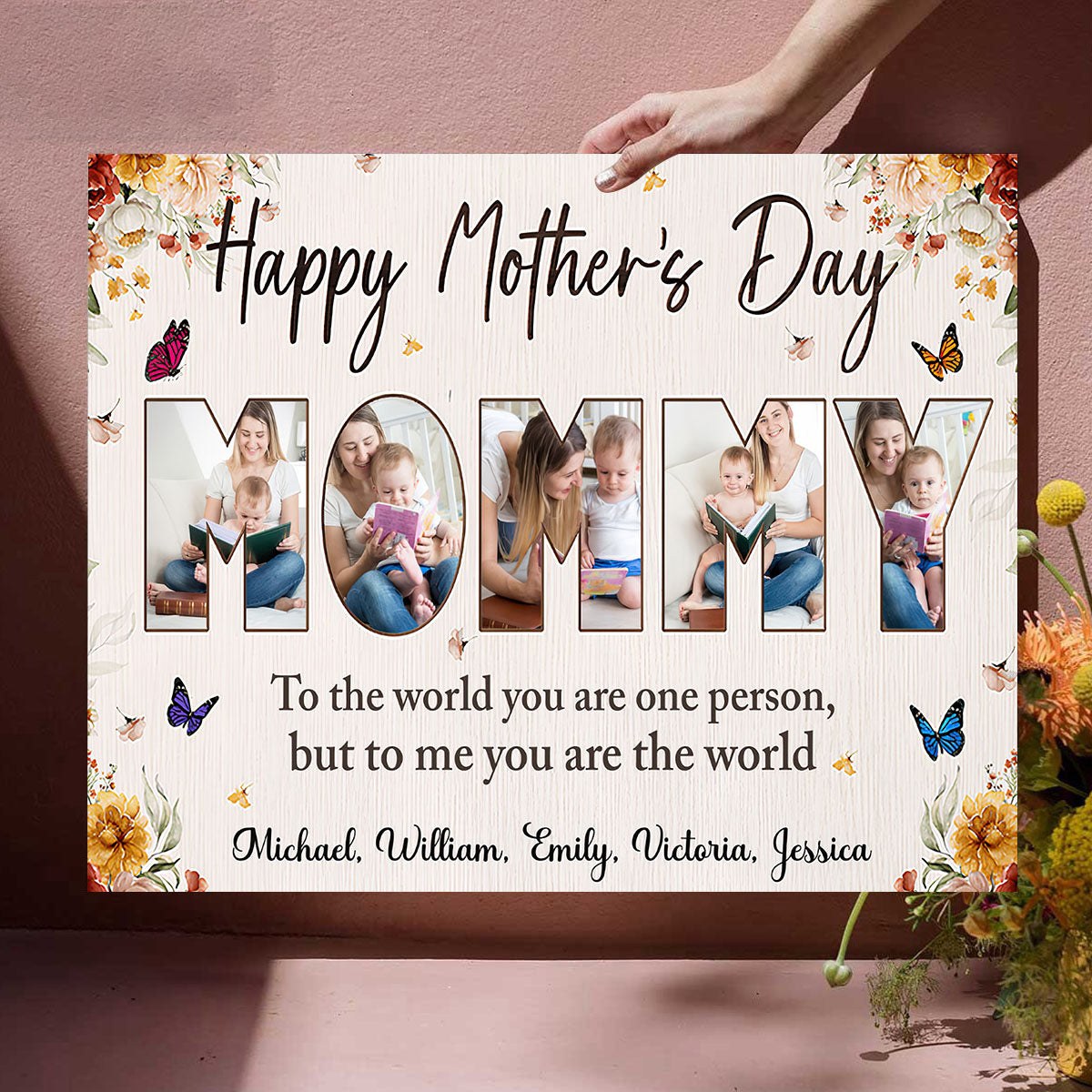 Happy Mother’s Day - To me you are the world - Personalized Photo Canvas Poster
