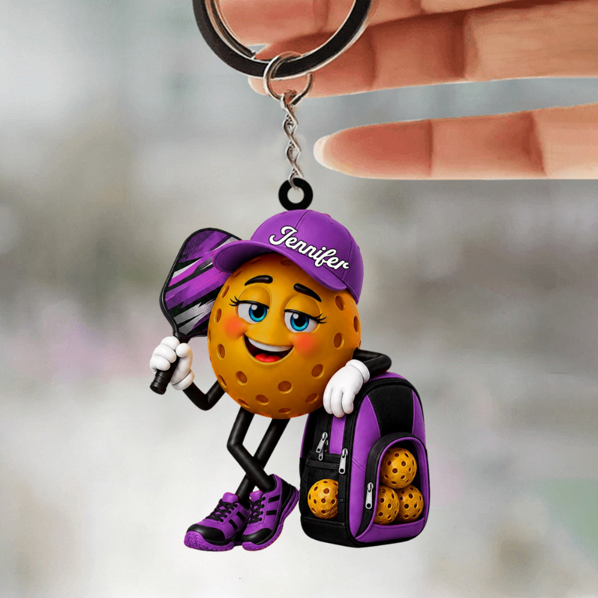 Chill Pickleball Mascot Personalized Pickleball Keychain Gift for Male & Female Players