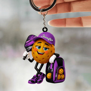 Chill Pickleball Mascot Personalized Pickleball Keychain Gift for Male & Female Players