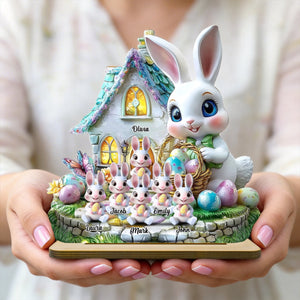 Grandma's Bunnies - Personalized Grandma Custom Shaped Wooden Plaque