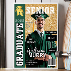 New Graduate Gift - Personalized Graduation Magazine Cover Canvas for Him or Her