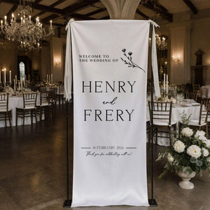 Custom Fabric Wedding Welcome Sign • Modern Wedding Sign • Wedding Banner • Personalized Wedding Decor • Engagement Party Sign