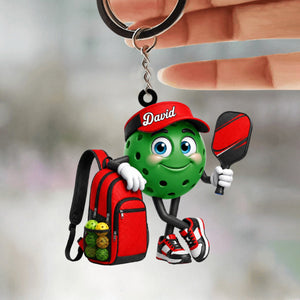 Cute Pickleball Player - Personalized Pickleball Mascot Keychain Gift for Male & Female Pickleball Enthusiast