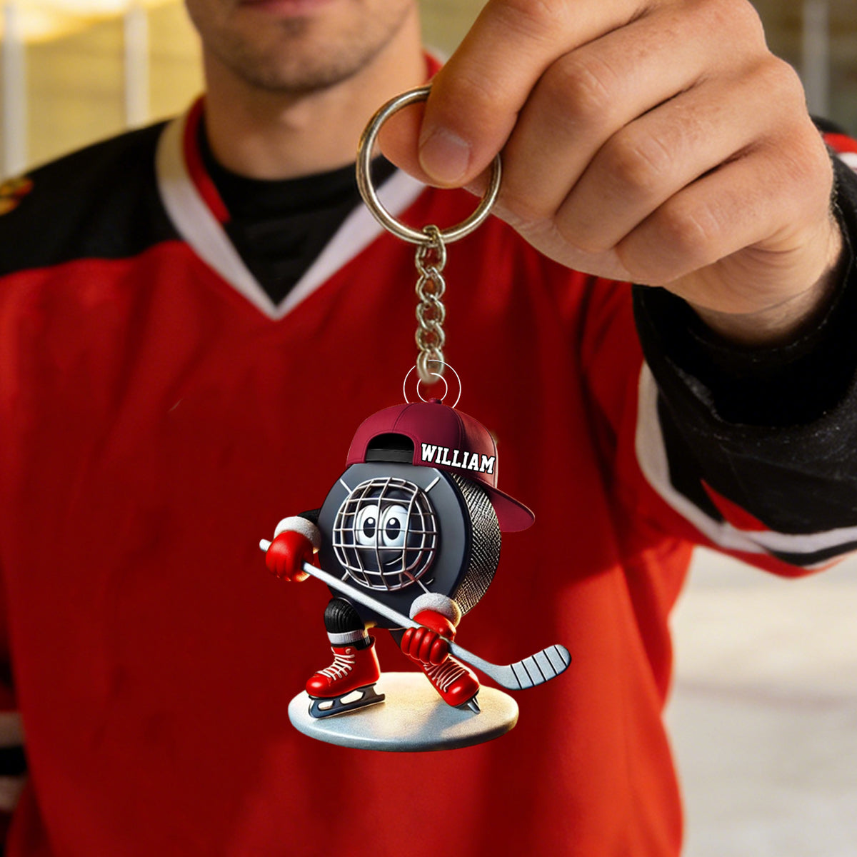 Personalized Ice Hockey Name Keychain For Hockey Fans, Ice Hockey Lover