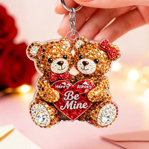 3D Shiny Effect Bear Couple - Personalized Acrylic Keychain - Heartfelt Valentine's Day Gift for Her, for Him