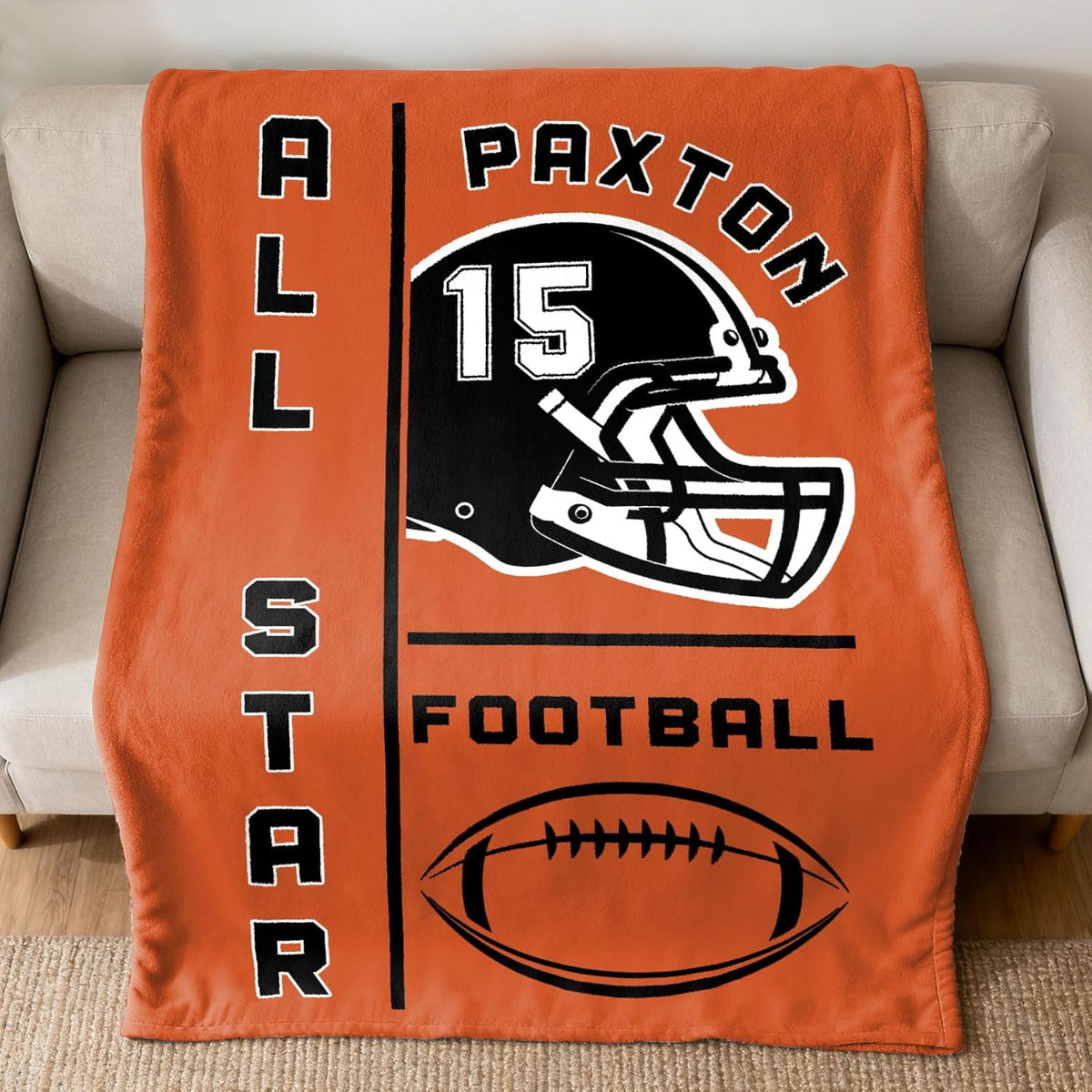Personalized Football Helmet Blanket Gifts for Football Lovers, Coaches,Fans, Men