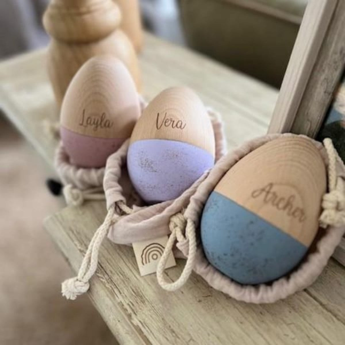 Custom Name Hollow Egg, Personalized Fillable Wooden Speckled Easter Egg, Easter Gift for Kids