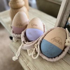 Custom Name Hollow Egg, Personalized Fillable Wooden Speckled Easter Egg, Easter Gift for Kids