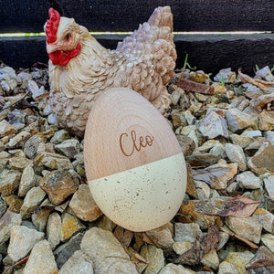 Custom Name Hollow Egg, Personalized Fillable Wooden Speckled Easter Egg, Easter Gift for Kids