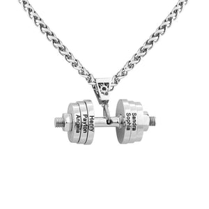 Personalized DAD Dumbbell Charm Necklace